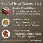 Incense Sticks 8 Inch, Made from Temple Flowers, Sandalwood and Frankincense Blend, Includes Incense Burner Stand, 80 Count, Long-Lasting Aroma for Meditation, Yoga, Home