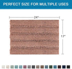 H.VERSAILTEX Bathroom Rugs Bath Rugs for Bathroom Non Slip Bath Mats Extra Thick Chenille Striped Rug 17" x 24" Absorbent Soft Shaggy Washable Dry Fast Bath Mats - Muted Clay