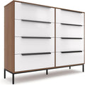 tinge Lira Premium Fabric Dresser - Solid Wooden Frame, 8 Spacious Sag-Proof Drawers with Sleek Metal Handles - Premium & Durable Storage Solution for Your Home (Dark Brown)