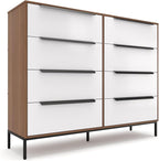 tinge Lira Premium Fabric Dresser - Solid Wooden Frame, 8 Spacious Sag-Proof Drawers with Sleek Metal Handles - Premium & Durable Storage Solution for Your Home (Dark Brown)
