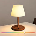 Waterproof Rechargeable Table Lamp - Portable Cordless Desk Lamp with 8 RGB Colors,4000mAh Outdoor Stepless Dimmable LED Night Light for Bedroom, Living Room,Camping Restaurant,Office (Wood Grain)