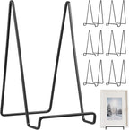 SINJEUN 8 Pack 8 Inch Display Stands, Picture Frame Holder Stand, Tabletop Picture Easel Stand, Black Iron Frame Stand for Decorative Plates, Photo Frames