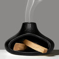 Palo Santo Holder, Incense Holder for Sage, Wood Sticks, Cones, Incense Burner Ceramic Mini Chimney for Meditation Yoga, Ash Catcher Room Home Decor(Black)