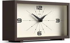 JONES CLOCKS® 'Odeon' Desk Clock | Modern Rectangular Design in Brown, Stylish Retro Look for Shelf, Table, Mantel or Bedside