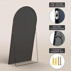 MISSDAY Oversized Arched Full Length Mirror, 83"x44" Black Full Body Mirror with Stand, Floor Mirror Large Free Standing, Leaning or Hanging, Aluminum Frame Mounted Mirrors Wall Mirrors for Bedroom