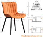 YOUNUOKE Dining Chairs Set of 2 Camel Mid Century Modern Kitchen Chairs Armless Faux Leather Upholstered Dinner Side Chair with Back for Guest Reception Living Room, Matte Orange