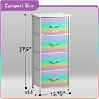 Sorbus Kids Dresser with 4 Drawers - Storage Chest Organizer Nightstand - Steel Frame, Wood Top, Tie-Dye Fabric Bins for Clothes - Wide Furniture for Bedroom, Hallway, Nursery, Closet, & Apartment