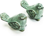 Sungmor Cast Iron Desktop Ornament - Graceful Hollow-Carved Birds Sculpture Home Decoration - Decorative & Lovely Animal Figurine Indoor Outdoor Statues - 2PC Pack & Green Color