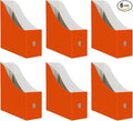 Limitliho Magazine File Folder Holder for Desk, Book Bins for Classroom Library,Office,Home, 10.6" H x 10.2" L x 3.5" W in Cardboard Paper Organizer (Orange Red, 6 Pack)