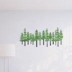 Metal Pine Tree Wall Art Decor Nature Home Decor Cedar Trees Metal Sign Wall Decorations for Living Room, Forest Decor, Nature Lover Gift (Black Green)
