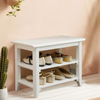 Shoe Rack Bench for Entryway with Storage, 24", 3-Tier Wooden Shoe Bench for Hallway, Front Door, Entrance, White