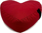 Heart Shaped Zafu Meditation Pillow for Yoga - Organic Buckwheat Filled Valentines Heart Pillow - Zen Kneeling Prayer Pad for Sitting on Floor, Yoga Cushion - Made in USA - 14"X16", Red Passion