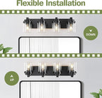Bathroom Vanity Light, 4 Light Black Vanity Lights with Clear Glass Shade, Farmhouse Bathroom Vanity Lighting Fixtures Over Mirror for Living Room,E26