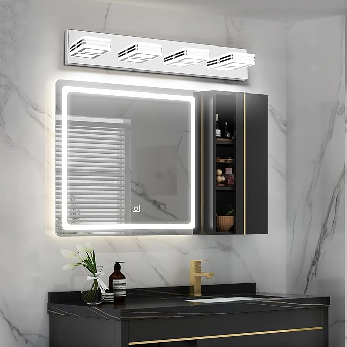 SOLFART 4 Light Vanity Light Bathroom Lights Over Mirror Modern Lights Over Mirror Gloss Chrome LED Bathroom Wall Lighting