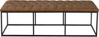 Homepop Home Decor | Large Upholstered Bench | Bench Ottoman with Storage for Living Room & Bedroom | Decorative Home Furniture (Light Brown PU Leather)