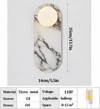 Natural Marble Wall Sconces, Alabaster Wall Light, Hardwired Wall Light Fixtures, Modern Wall Mount Wall Lights for Dining Room Stairs Bedroom