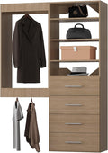 Modular Closet Organizer, 46" Wide Tower and Drawer Closet System, Wooden Wall Mounted Wardrobe Organizer for Bedroom