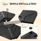 wikiwiki 230 Lbs Cantilever Offset Patio Umbrella Base, 4 PCS Weighted Umbrella Base for Outdoor Patio with Fill Spouts for Water or Sand, Square Compact Stand Plate Set, Black