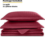 Maple&Stone Quilt Set Oversized King Size, 128"x120" Lightweight Burgundy Bedspread Ultrasonic Chevron Pattern Light Coverlet for All Season Comforter Bedding Decor - 3 Piece Bed Cover Sets