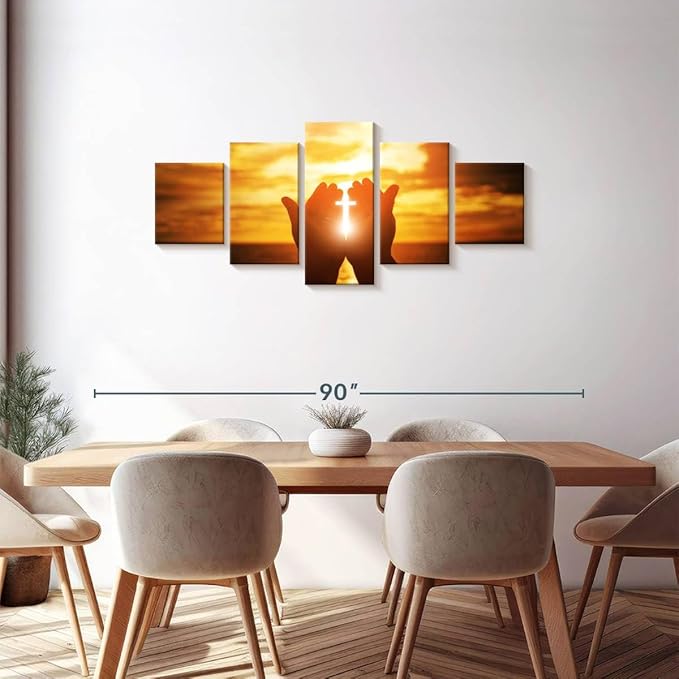 Elephant Stock Religion Wall Art Multi Piece Canvas - 5 Panel Christian Pictures Decor - Digital Design Canvas Print - Christian Wall Decor - 68" X 30"
