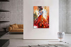 zoinart Hand Painted Abstract Vertical Canvas Wall Art 28x40 Inches Musical Girl Modern 3D Wall Paintings Framed Contemporary Art for Home Decorations Wall Decor Ready to Hang