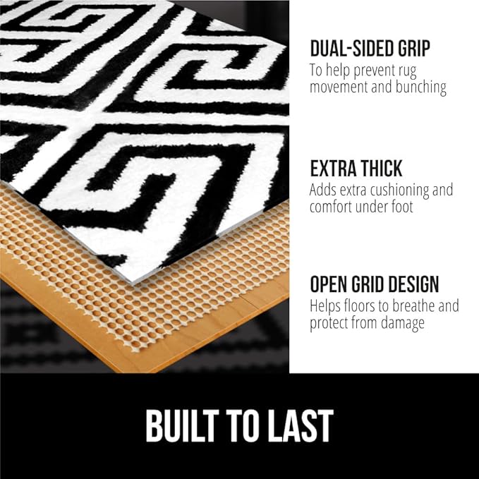 GORILLA GRIP Strong Rug Pad Gripper, 2x6 FT, US Designed, Grips Help Keep Area Rugs Safe and in Place, Slip and Skid Resistant Pads for Hard Floors, Under Carpet Mat Cushion and Hardwood Protection