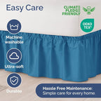 Wrap Around Dust Ruffle Bed Skirt - Denim Blue - for Queen Size Beds with 24 Inch Drop - Elastic Strap - Adjustable Pleated Bedskirt with Brushed Fabric and Wrinkle Free - For Women, Men, Kids & Teens