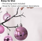 Bubblegun Pink Christmas Ornaments - Christmas Tree Decorations Shatterproof Hanging Balls for Birthday Wedding Holiday Decor Set of 36pcs, Multi-Sizes(1.6",2.5",3.2")