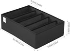 4 Packs T-shirt Drawer Organizers for Clothing,5 Grids Compartment Wardrobe Storage Box, Washable Clothes Organizer for Folded Clothes, T-shirt, Legging, Silk Scarve-Black
