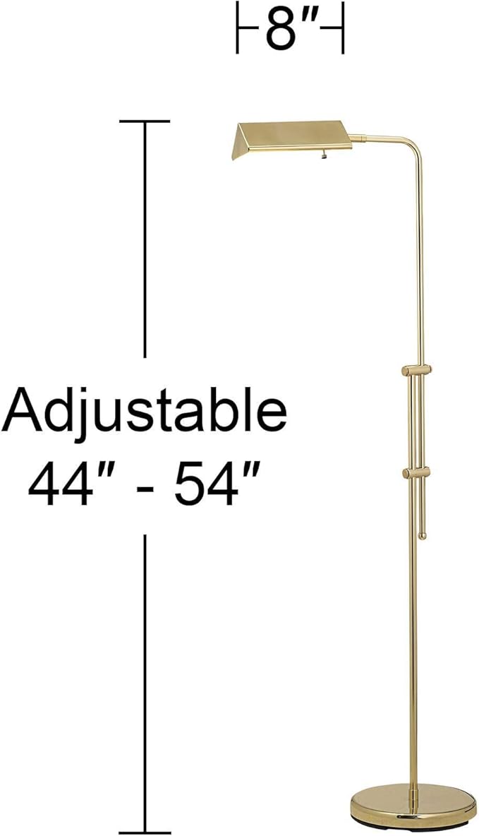 Regency Hill Tony Traditional Farmhouse Adjustable Pharmacy Light Floor Lamp Standing 54" Tall Gleaming Brass Gold Metal Rotating Head Decor for Living Room Reading House Bedroom Family Home