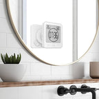 BALDR Digital Bathroom Clocks - 2 Pack Water-Resistant Shower Clock with Timer - Large LCD Display Digital Clock for Shower with Timer, Temperature and Humidity, Wall Clock for Bathroom, White