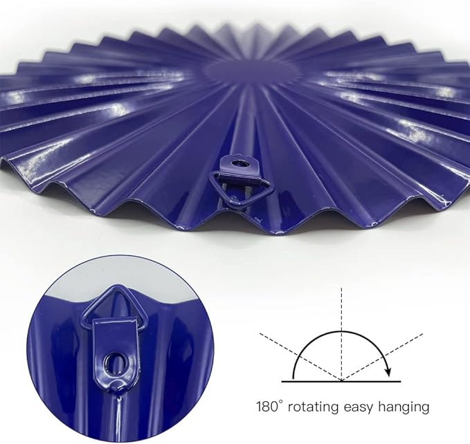 ITrixgan 7 Pieces Deep Blue Wall Art Round Metal Modern Accent Large Sunburst Hanging Decorations Above Bed TV for Home Office Bedroom Living Room