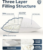 King Size White Goose Down Pillow, 800+ Fill Power - Support for All Sleeping Positions (Back, Side, Stomach) with Pillowcase - Hotel Collection Style for Home, Guest Room, 20x34 Inches, 1 Pack
