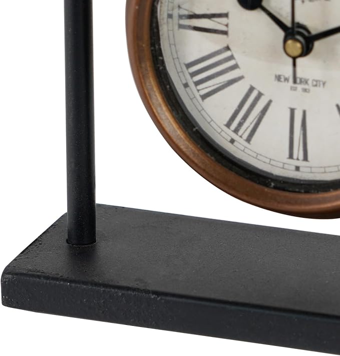 NIKKY HOME Small Retro Desk Clock, Silent Non-Ticking Classic Battery Operated Decorative Table Mantel Shelf Clock for Living Room