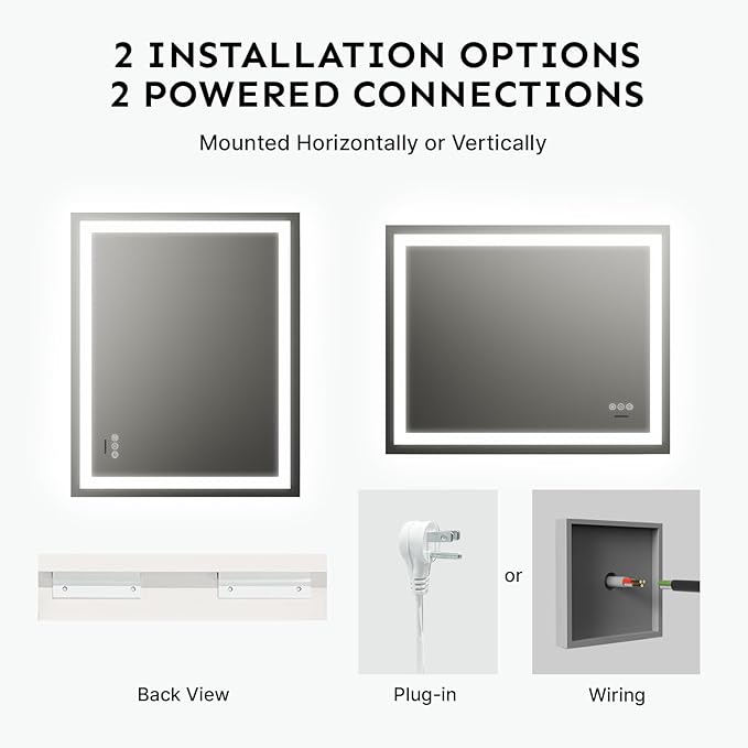 28x20 LED Bathroom Mirror with Lights – Anti-Fog, Dimmable, Backlit & Front Lit Lighted Vanity Mirror for Wall – Smart Bathroom Mirror with Memory Function, Shatterproof Tempered Glass