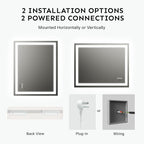 36x60'' LED Bathroom Mirror with Light, Frameless, Dimmable Front & Backlit, Anti-Fog, Distortion Free, Light Memory, Tempered and Shatter-Proof Wall Mounted Vanity Silver Coating Mirror