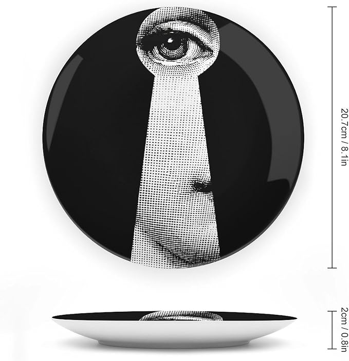 Lina Cavalieri Plate, Wall Decorative Plate, Mysterious Face Plate Wall Hanging Decoration,Including Bracket and Special Spring Hook, 8inch, Style2