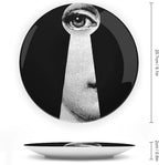Lina Cavalieri Plate, Wall Decorative Plate, Mysterious Face Plate Wall Hanging Decoration,Including Bracket and Special Spring Hook, 8inch, Style2
