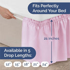 Wrap Around Dust Ruffle Bed Skirt - Light Pink - Twin/Twin XL Size Beds with 21 Inch Drop - Elastic Strap - Adjustable Pleated Bedskirt with Brushed Fabric and Wrinkle Free - Women, Men, Kids & Teens
