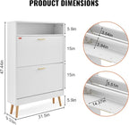 VEVOR Shoe Storage Cabinet for Entryway, 31.5" D x 9.4" W x 47.3" H, White