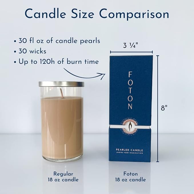 Foton Pearled Candle 18 Oz - Tailored Tux Masculine Men's Perfume Scented Non Toxic Luxury Long Lasting Powder Wax Sand Candles up to 120 Hours - Refillable Pearl Candle Sand with 30 Wicks