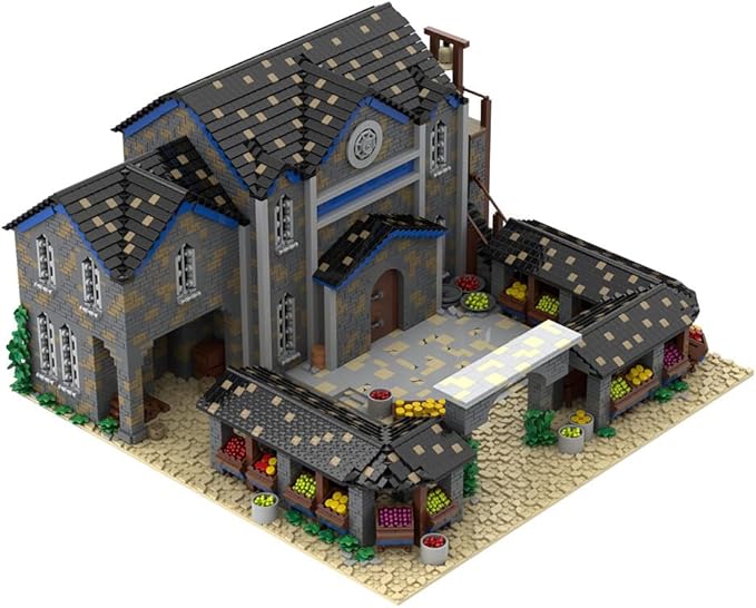 MOC-201061 Medieval Village Market Building Set, Modular Building Model Set 8036PCS for Adults, Collectible Display Model Gift (8036PCS)