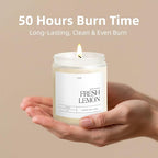 Fresh Lemon Highly Scented Candle for Home, 9oz Natural Soy Aromatherapy Non Toxic Candles with Essential Oil, Home Fragrance Stress Relief & Meditation Jar Candles Gifts for Women & Men, White