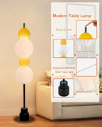 Lightdot Yellow Globe Floor Lamp with 3 Color Temperatures LED Bulbs Included,Dimmable Floor Lamps with Touch Switch,Unique Modern Standing Tall Lamp for Bedroom Living Room/Sofa Beside/Corner Decor