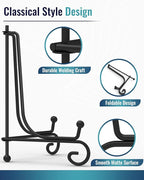 Iron Display Stand 10 Packs, 8 Inches Plate Stand Picture Stand Photo Stand for Display, Black Foldable Easel Stand Holder for Photo Frame, Artwork, Collection, Decorative Plate, Book, Office