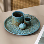 5 in 1 Incense Holder Burner, 5.9" Ceramic Holder for Burning Palo Santo Sage Candle and Incense Sticks Cones, Ash Catcher Tray for Meditation Room Home Décor(Blue)