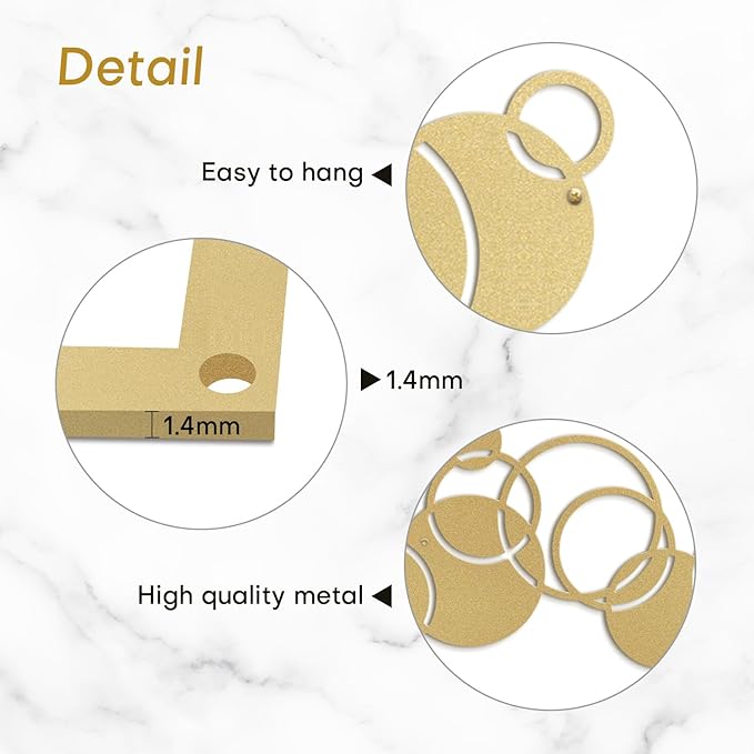 SIGNLEADER Metal Wall Art Decor Circle Shapes Minimalist Modern Abstract Wall Sculpture Hangings Home Decoration for Living Room, Bedroom, Bathroom, Kitchen, Outdoor - 36" Gold