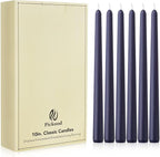 New Burning Formula Unscented Dripless 10-Inch Taper Candles Set of 12 - Navy Blue, for Wedding, Dinner - Smokeless, Long Burning - Hand Poured, Colored Tall Candlesticks - Azul Marino