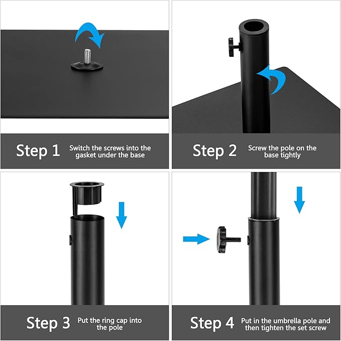 Tangkula 36LBS Square Umbrella Base, Heavy Duty Patio Umbrella Base Stand with 3 Adapters, 20”x20” Weighted Outdoor Umbrella Stand with Adjustable Foot, Suitable for Backyard, Deck, Poolside