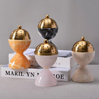 Natural Marble Incense Burner with Brass Accents 6.29 x 3.54 inches Multi-Purpose Holder for Cones/Sticks/Sage, Home Decor & Relaxation (Black)